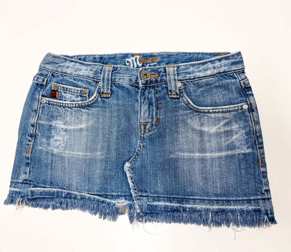 Miss Me Jeans Y2K Embroidered Denim Mini Skirt